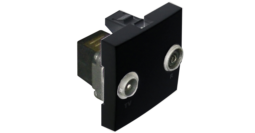 EFAPEL 45554 SPM TOMA R-TV FINAL 2 MODULOS Q-45 NEGRO

